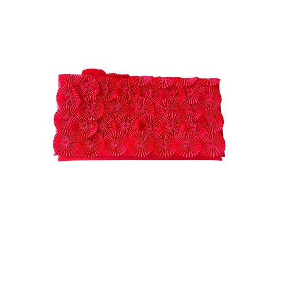 Ben De Lisi Red Pleated Clutch Purse With Snap Closure & Wrist Strap - Picture 1 of 7